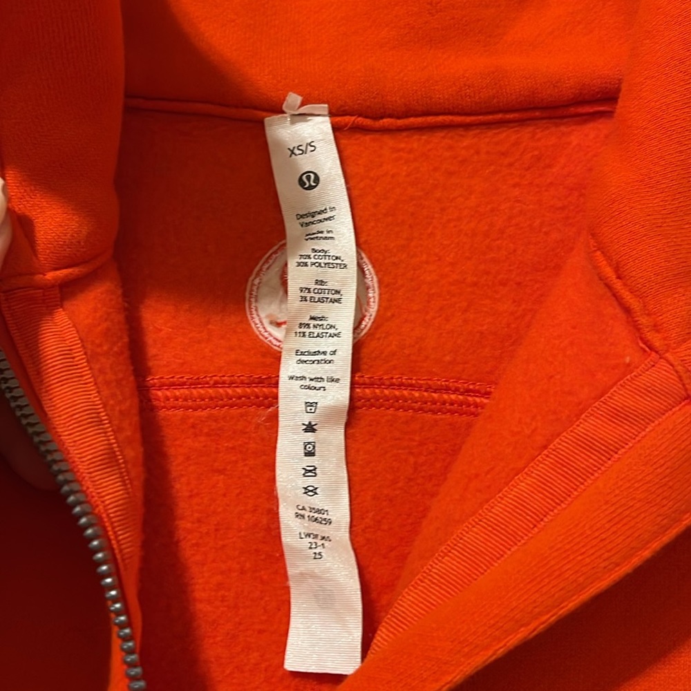 Lululemon scuba oversized funnel neck half zip Solar Orange Sz XS/S Sold Out - Picture 6 of 10
